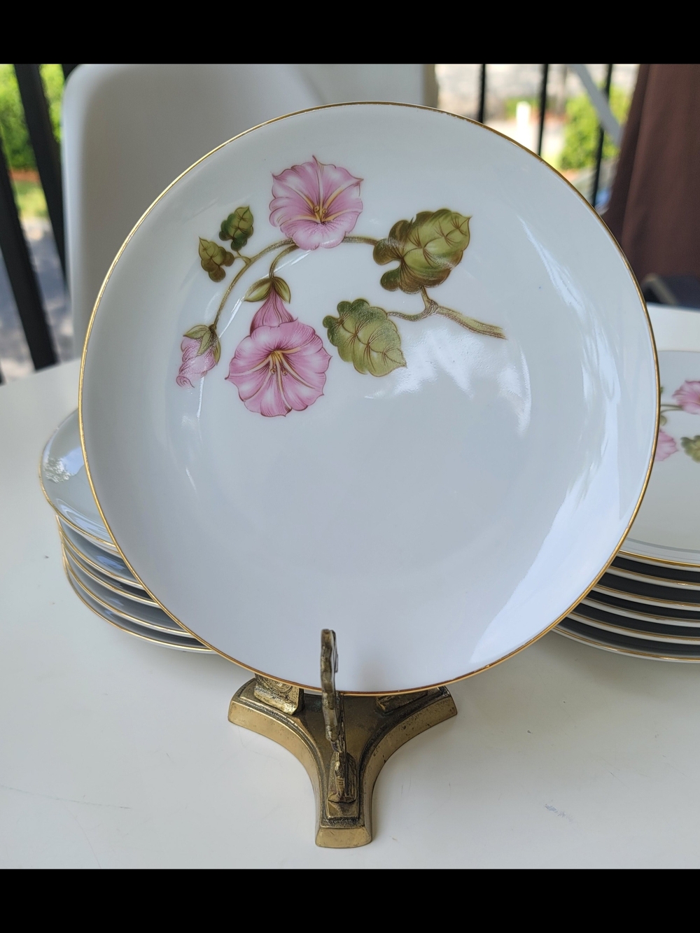 A set of 13 plates with a floral print, D 7", Winterling Bavaria